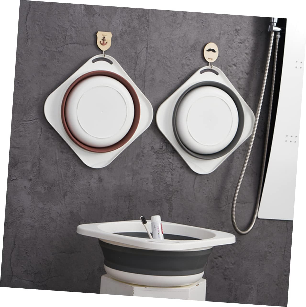 Folding Wash Basin Kitchen Basin Household Washbasin Gray Medium Portable Collapsible for Laundry and Handwashing Home Use image number 2