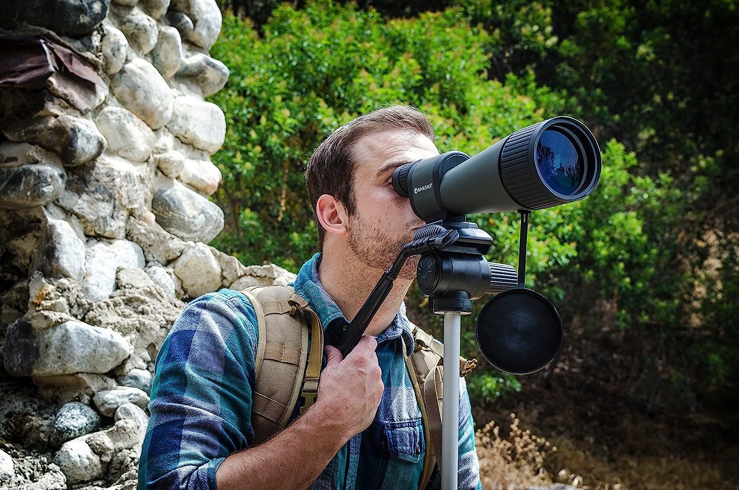 Barska Benchmark Waterproof Straight Spotting Scope with High Zoom Power, Objective Focus, Carrying Case & Tripod for Hunting Birding Target Shooting image number 3