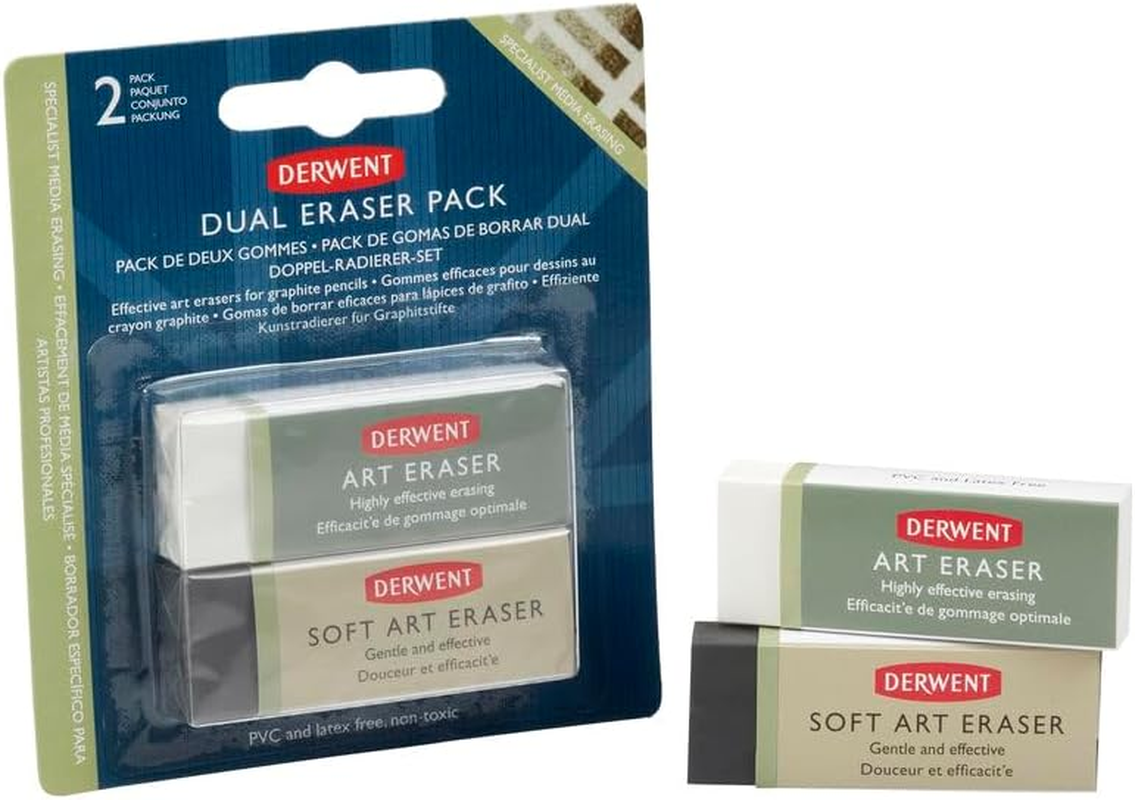 Derwent Art Eraser and Soft Art Eraser, Blister Pack, Professional Quality, 2301963