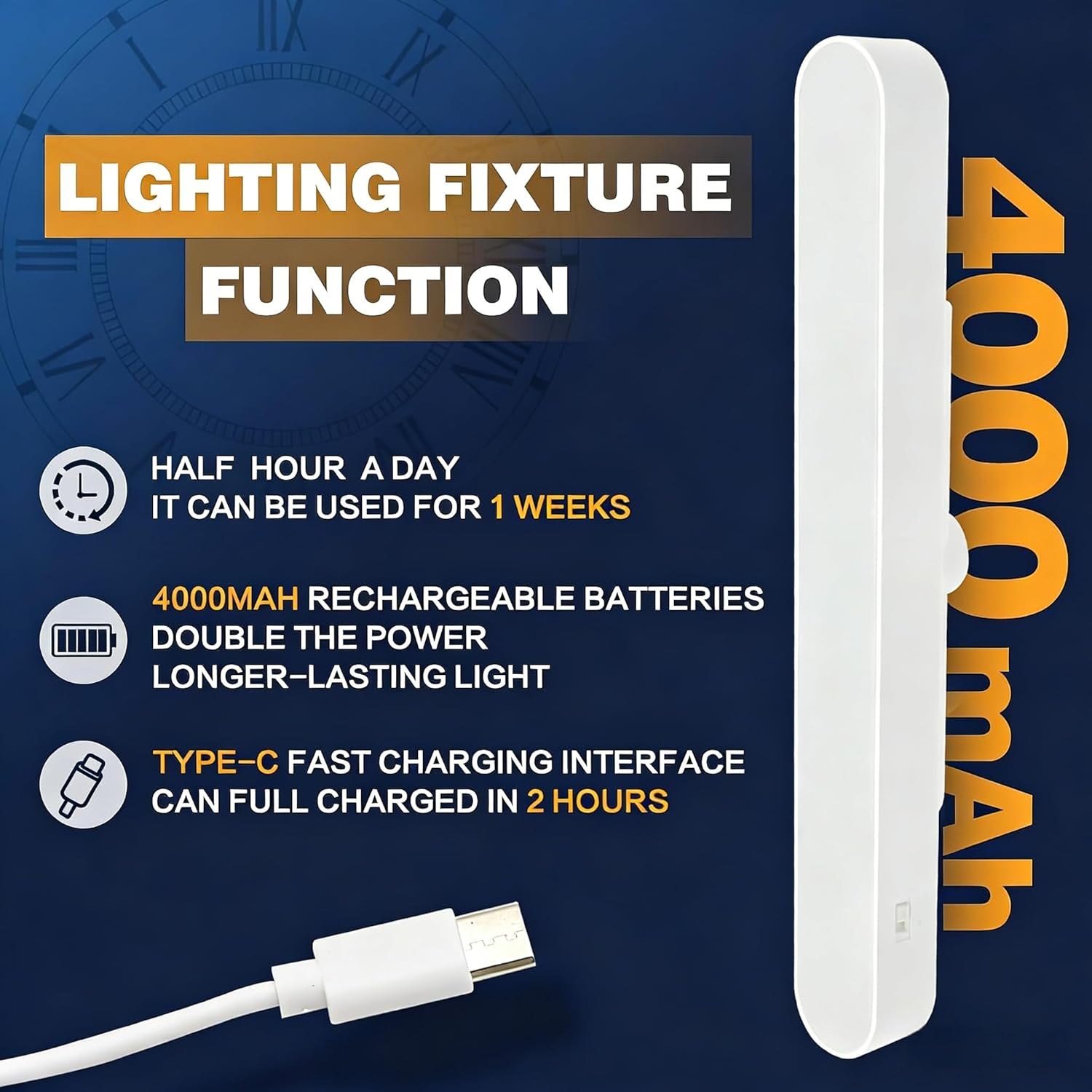 Wireless Vanity Lights for Mirror, 4000Mah Rechargeable Battery Operated Mirror Light, Adjustable Color Brightness & Angle Makeup Light,Cordless Lights for Bathroom Mirror,Desks, Kitchens, Cabinets image number 1