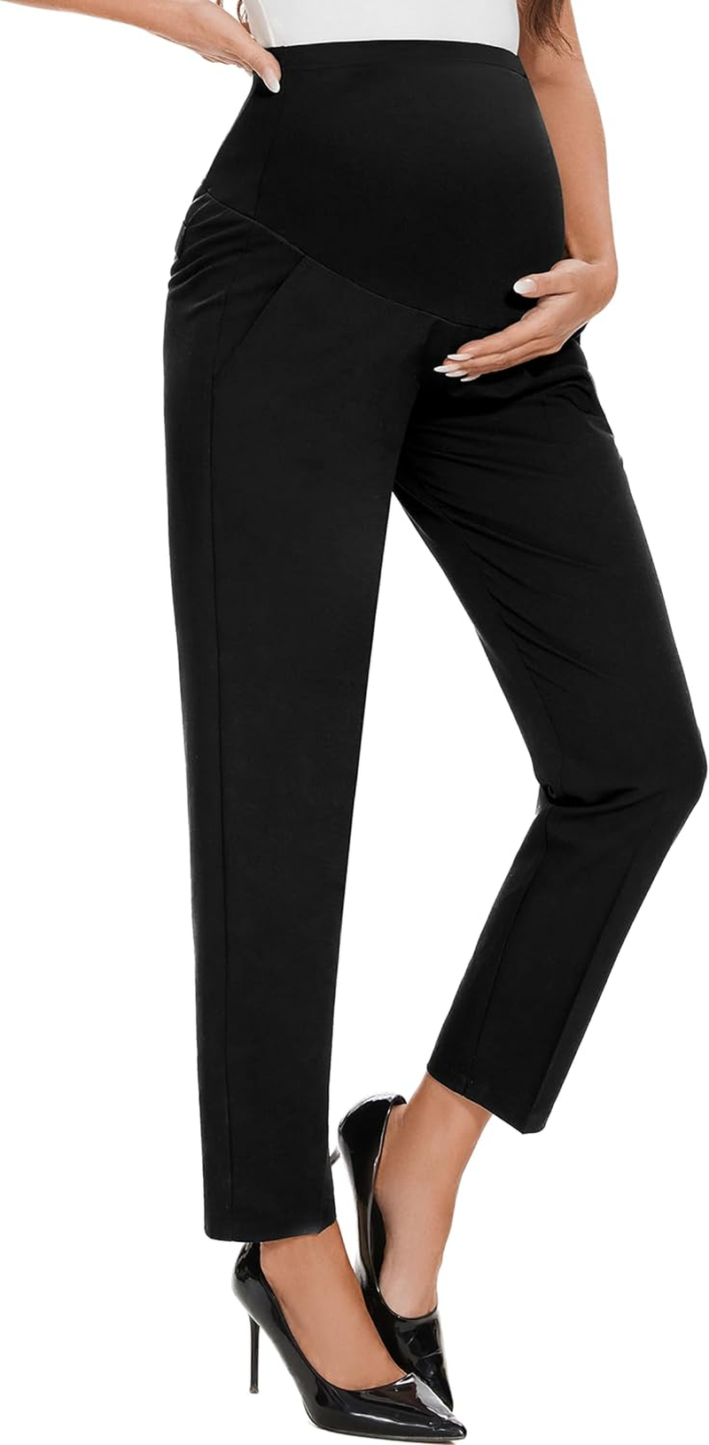 PACBREEZE Women'S Maternity Pants for Work Capris Casual Comfort and Style Ankle Pants