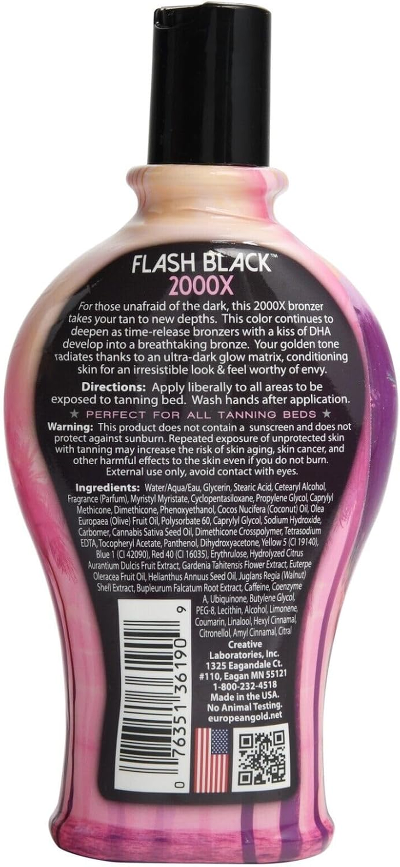 European Gold Flash Black 2000X Indoor Tanning Lotion with Time-Release DHA Bronzers, 350Ml image number 5