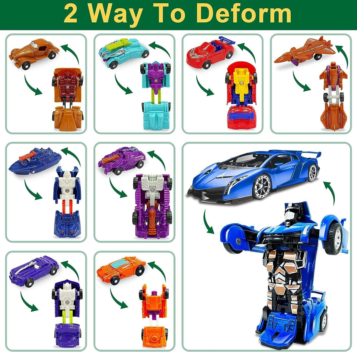 AMENON 24 Pcs Transform Car Robot Toys Christmas Advent Calendar 2023 for Kids Boys, 24 Days Countdown Calendar Large Car Automatic Deformation + 23 Vehicles Xmas Stocking Stuffers Gifts Party Favors image number 1