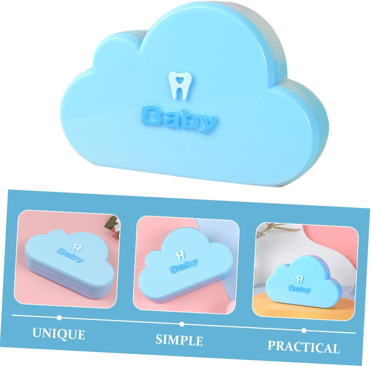 Keepsake Box Cloud Shape Tooth Storage Holder for Boys and Girls Unique Teeth Collection Container Safe Material Design for Organized Keepsakes for Birthdays and Showers image number 5