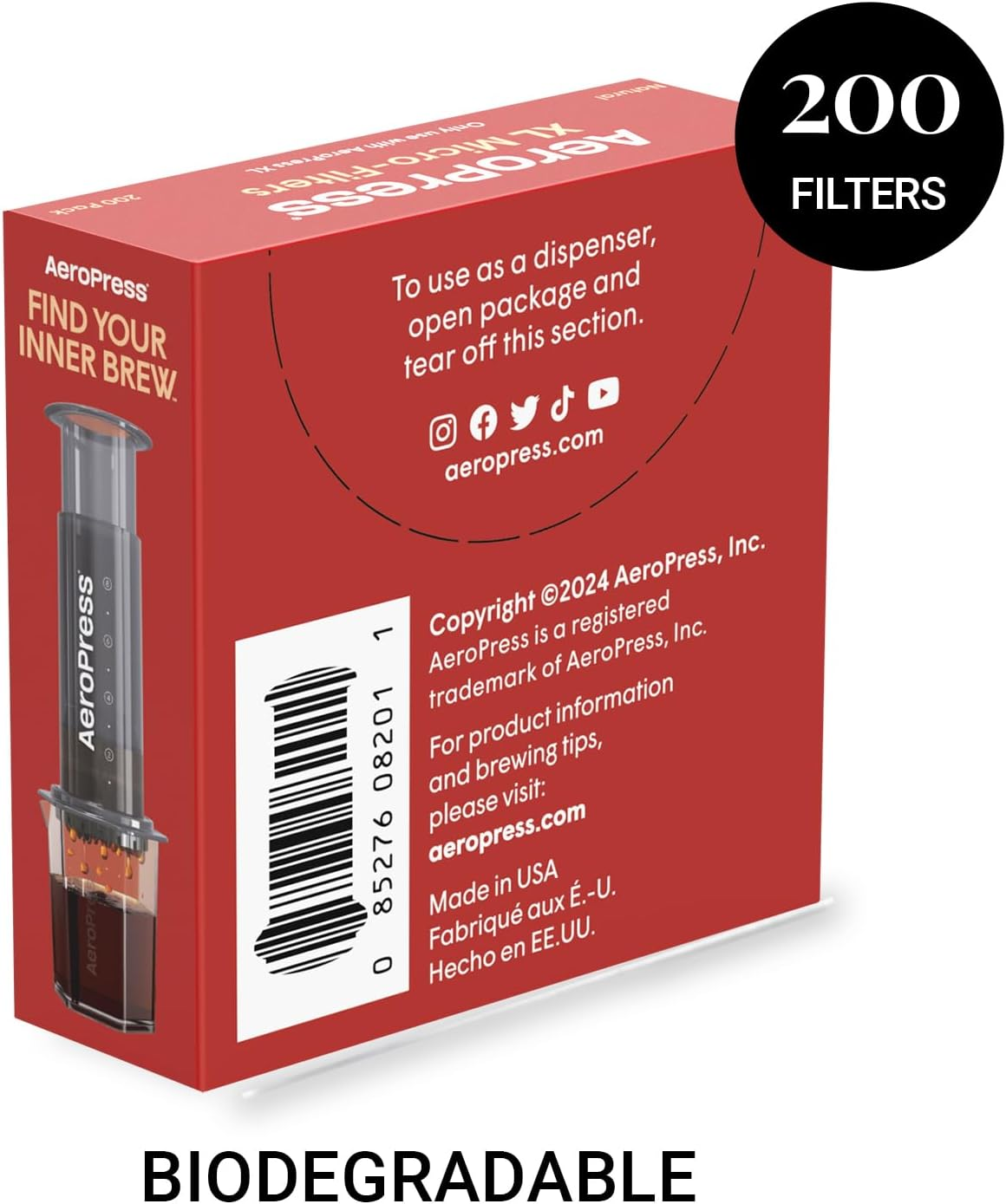 Aeropress XL Natural Paper Microfilters, Aeropress Coffee Filters, Unbleached round Paper Filters for Coffee Makers, Must-Have Coffee Accessories, XL, 1 Pack, 200 Count image number 2