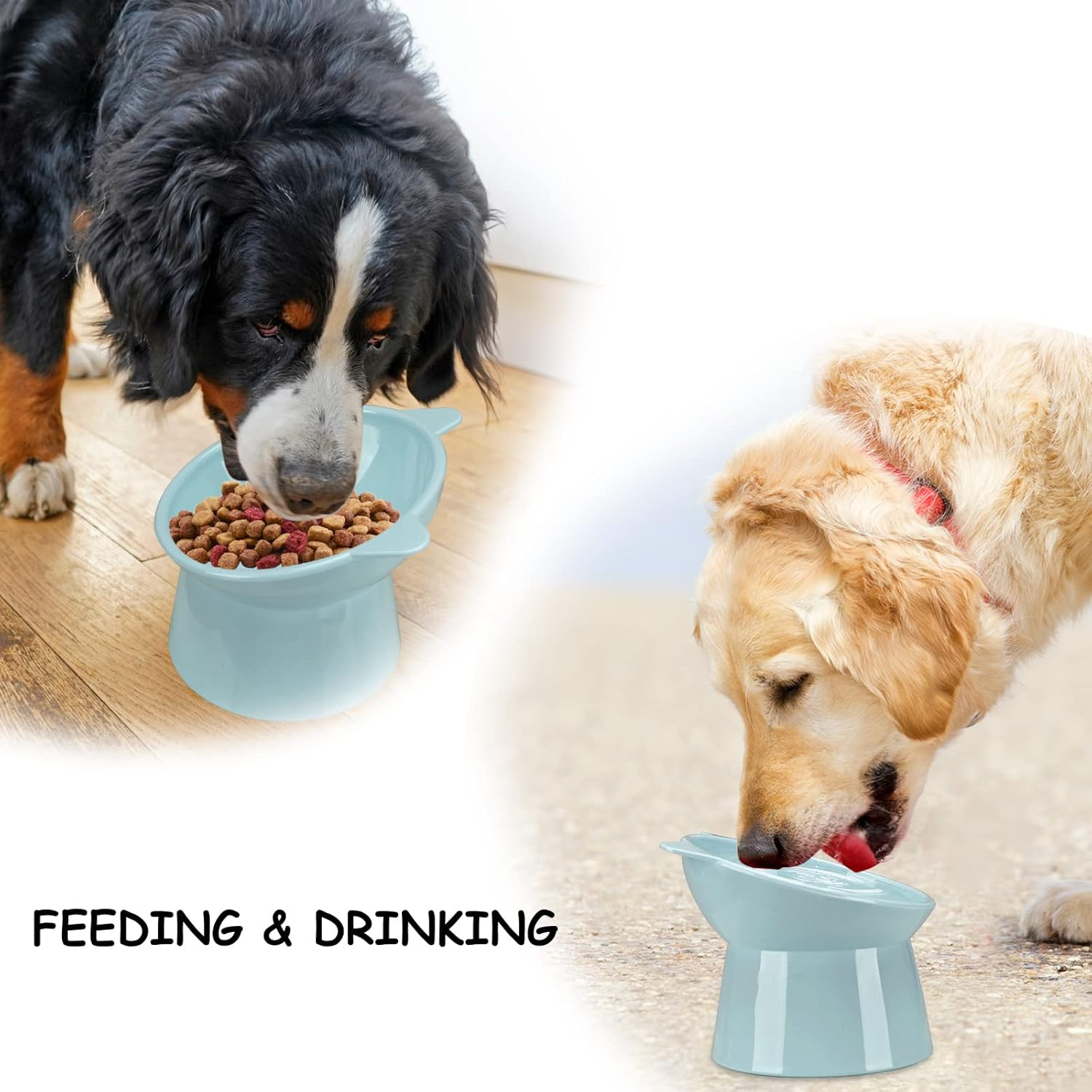 Raised Cat Bowl, Tilted Elevated Food Water Bowls, Cute Cat-Ear-Shaped Cat Feeding Bowls, Neck Protection 45&deg; Slanted Bowl for Dogs and Cats/86 image number 3