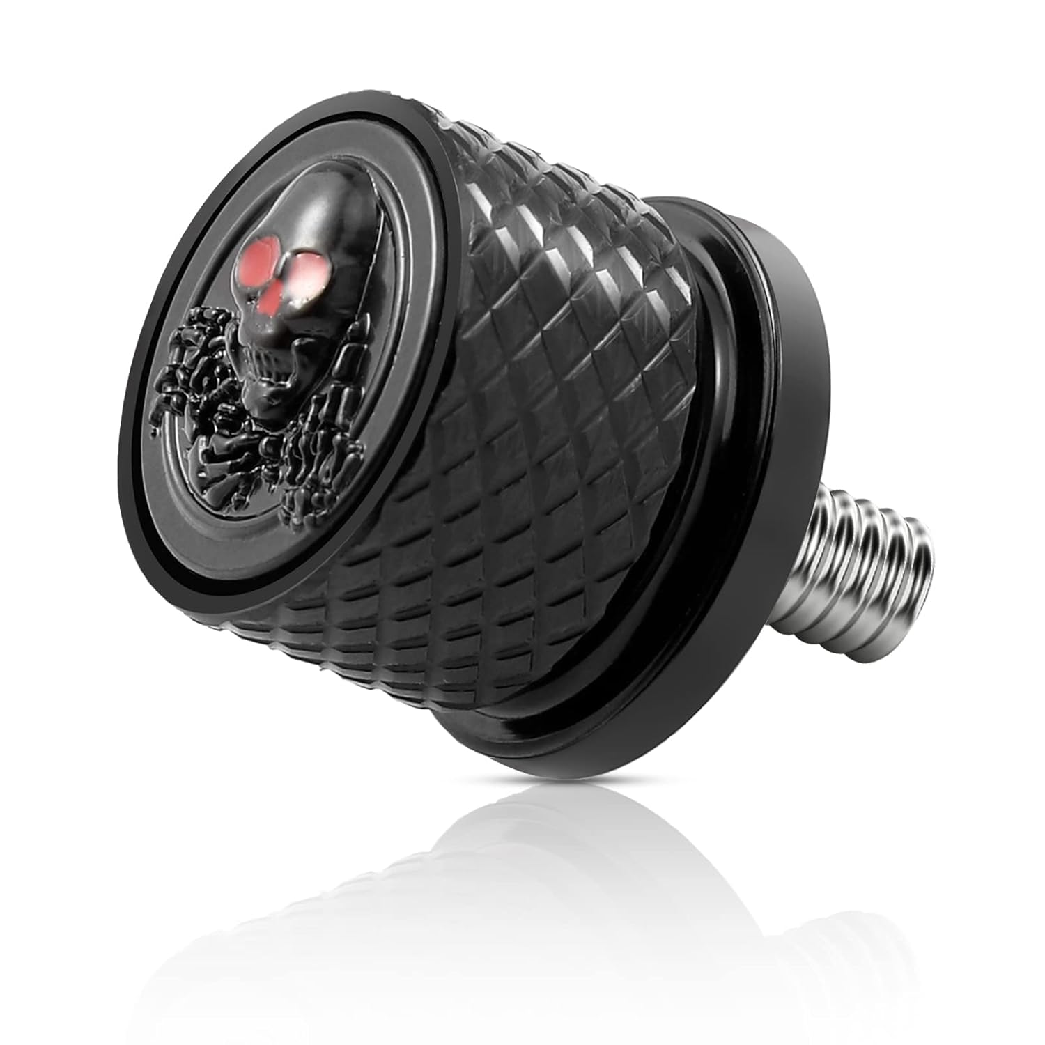 Chrome Stainless Knurled Fender Rear Seat Bolts Screw and Nut Kit 1/4"-20 Thread Quick Mount Skull Pattern Compatible with Harley Touring Softail Dyna Sportster CVO Fatbob 1996-2024