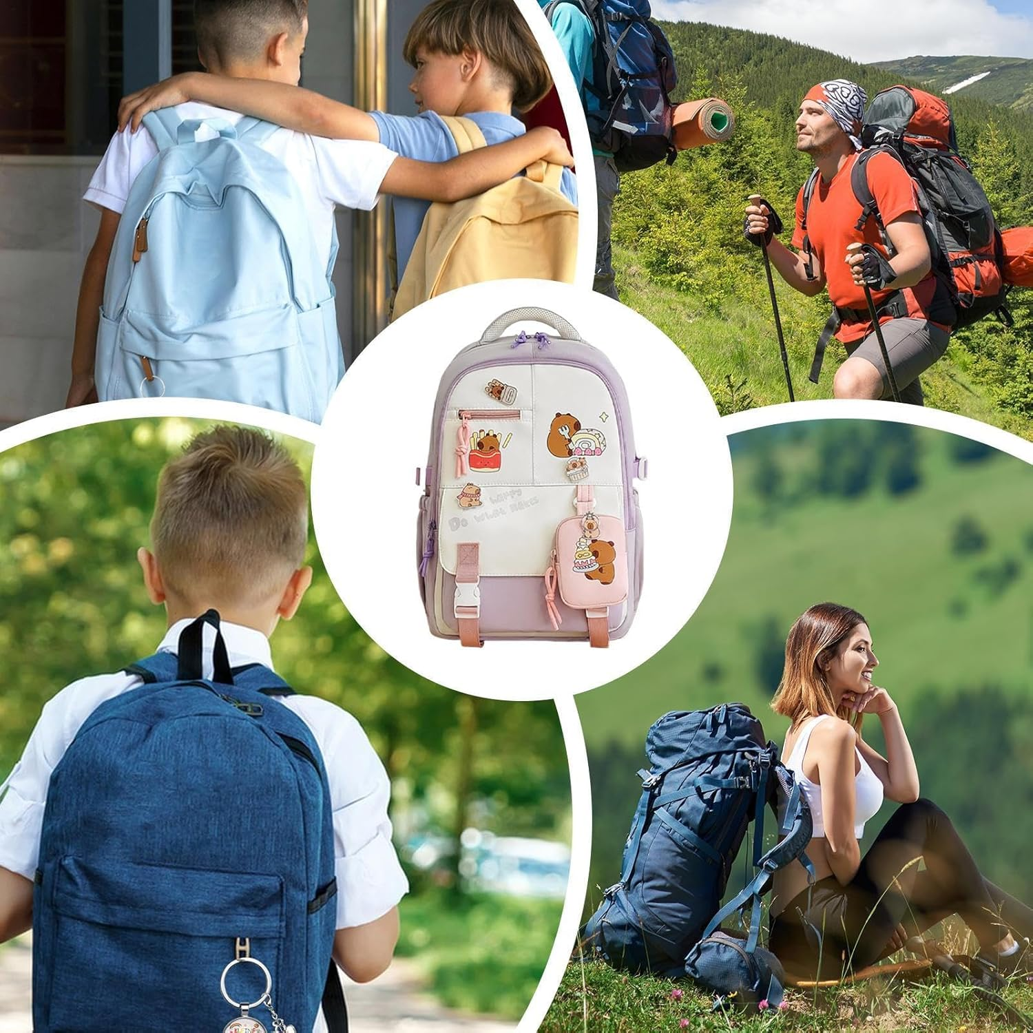 Gupcaqosjw Capybara Backpack for Girls - Cute Cartoon Kids Travel Back Pack for Girls,Stylish Schoolbag with Adjustable Straps for School Travel Outing Beach Weekend Trip