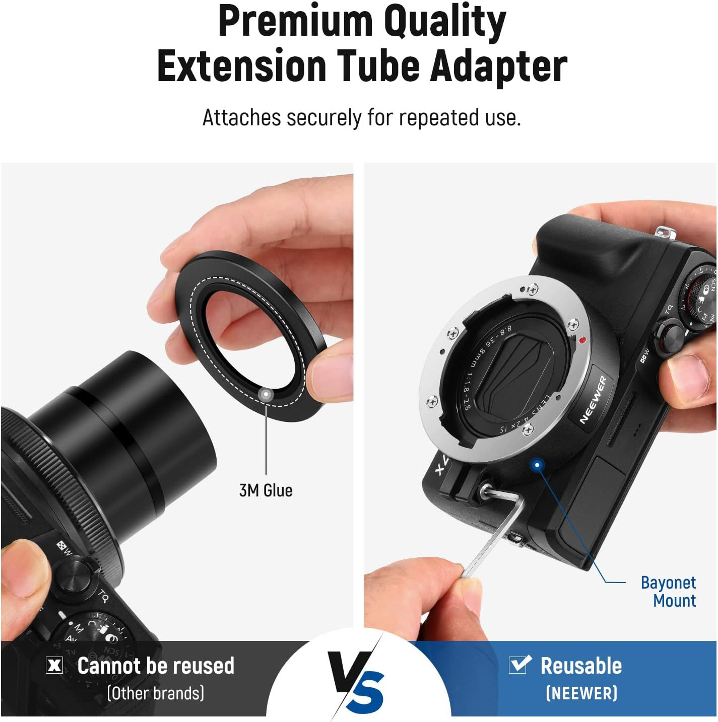 NEEWER Wide Angle Lens Compatible with Canon G7X Mark III Camera, 2 in 1 18Mm HD Wide Angle & 10X Macro Additional Lens with Extension Tube, Bayonet Mount Lens Adapter, Cleaning Cloth image number 3