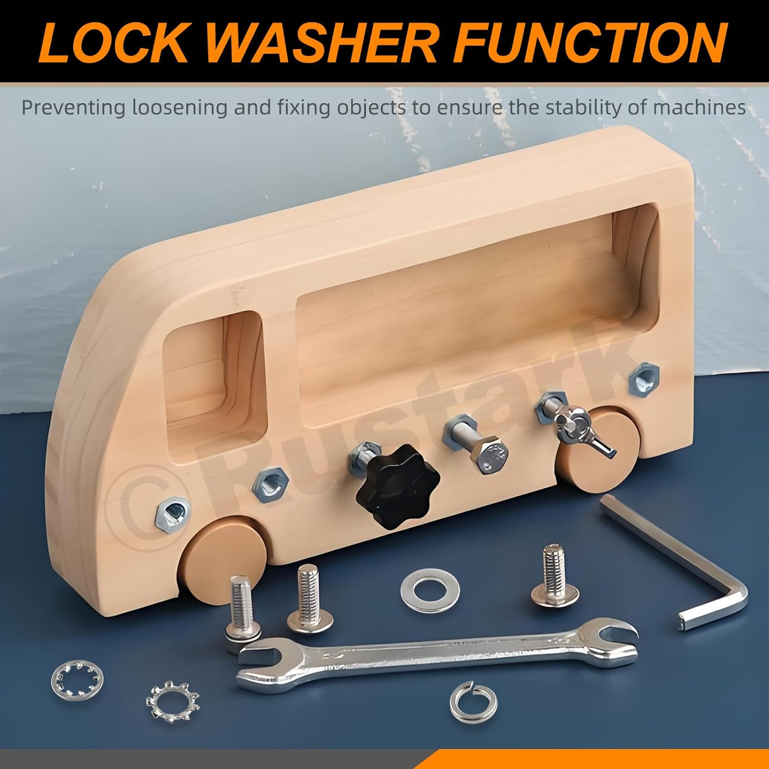 Rustark 400Pcs 6 Sizes 304 Stainless Steel SAE External & Internal Star Washers & Split Lock Washers & Flat Washers Assortment Kit Spring Lock Washers for Home Industry Construction image number 3