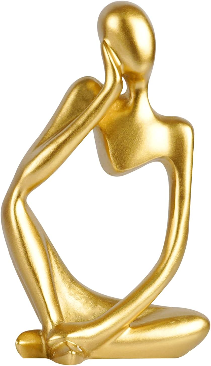 Trycooling the Thinker Statue Abstract Sculpture Resin Statues for Home Decor Modern Home Office Shelf Desktop Bookshelf Decor (Small Sandstone, Right)