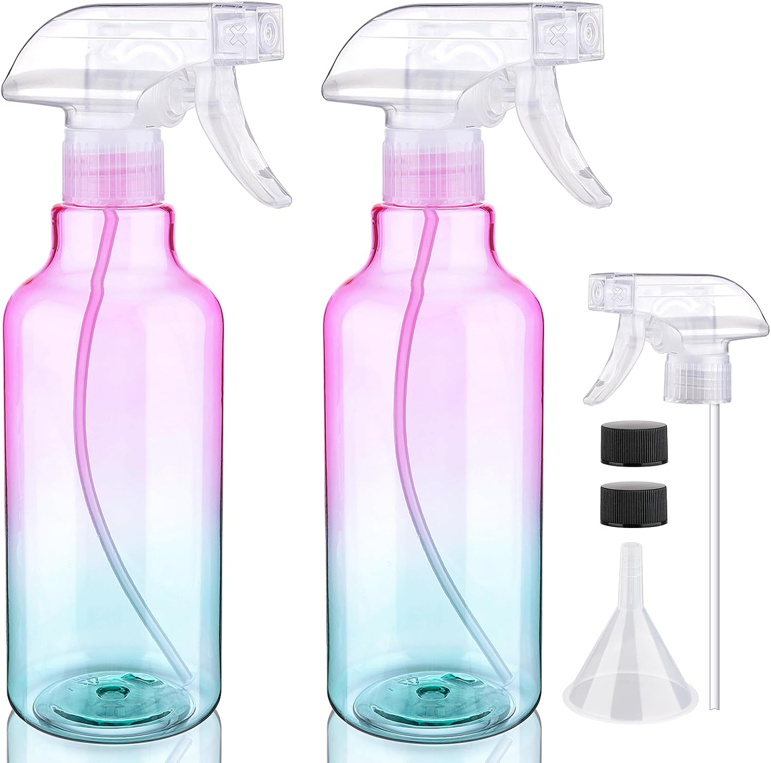 Plastic Spray Bottle 16.9Oz Empty Spray Bottles Refillable Container Trigger Sprayer for Cleaning Solutions, Water, Plants, Pet, Essential Oils, Hair, 2 Pack (Gradient) - Black image number 3