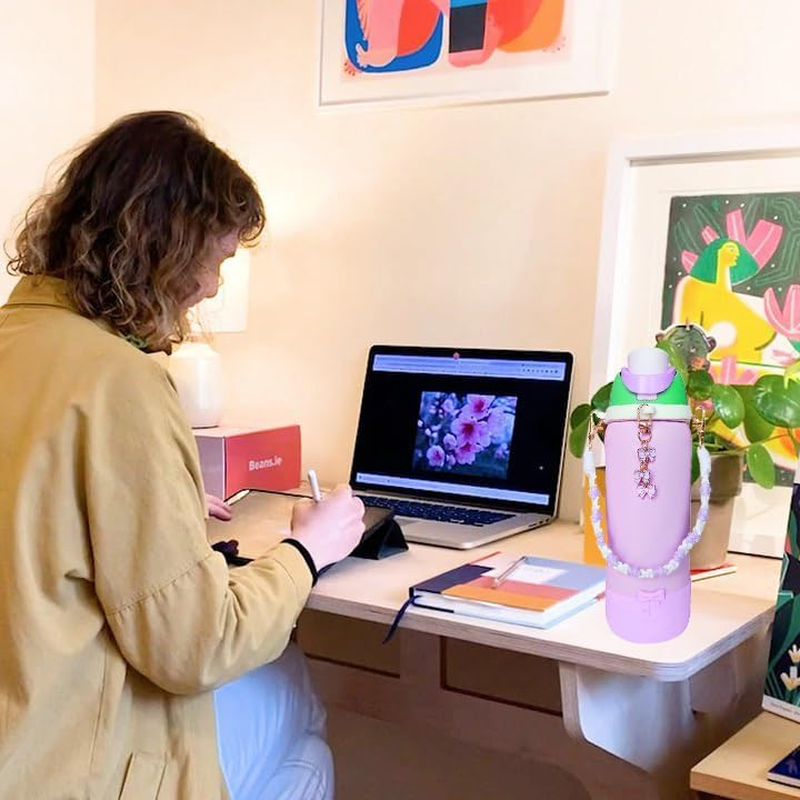 Cup Accessories for Owala Water Bottle 24/32/40Oz,Bow Charm、Bow Handle Strap and Water Bottle Boot for Owala Accessories and Stanley Cup Accessories Fits Owala Tumbler, Owala Freesip (Purple, 24 Oz) image number 6