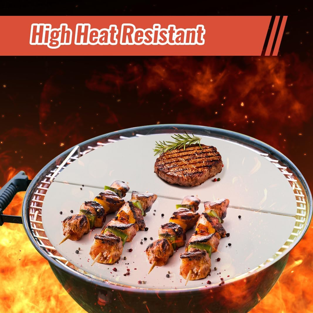 15 Inch Half Moon Ceramic Heat Deflector Plates for Kamado Joe Classic I, II, Iii,Big Green Egg Grill Parts, 2-Pack,White image number 1