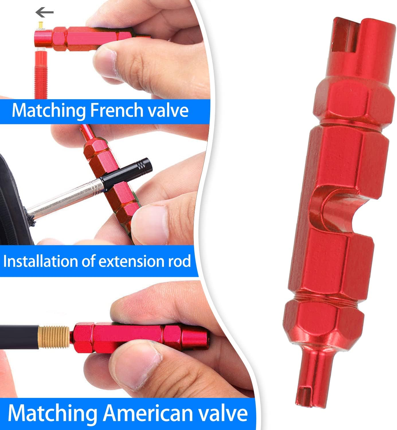 EKIND Valve Core Remover Tool Kit Bike and Car Valve Core Repair Tool for Presta/Schrader Tube (1Pcs, Red) image number 1
