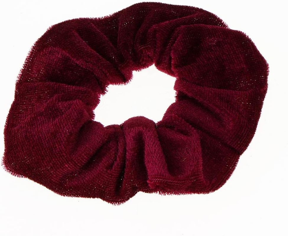 Ｓｉｍｈｏａ Set of 5 Velvet Hair Scrunchies for Ponytail Styles, Burgundy, as Described image number 6