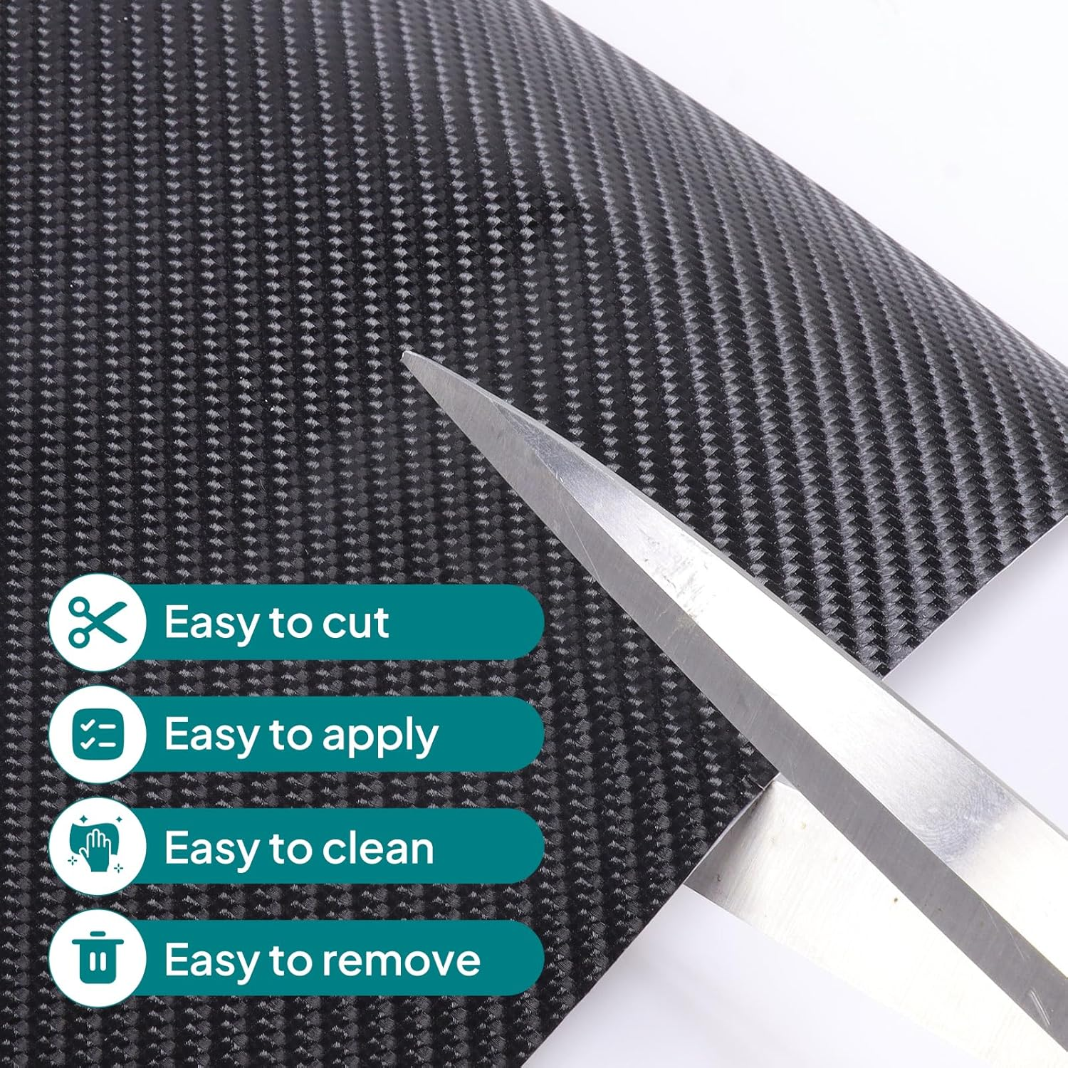 Carbon Fibre Wrap - Glossy 3D Black Vinly Wrap, Carbon Fiber Vinyl Wrap for Automotive Care, Car Vinyl Wraps with Air Release Bubble-Free Easy Work (50Cm &times; 200Cm) image number 2