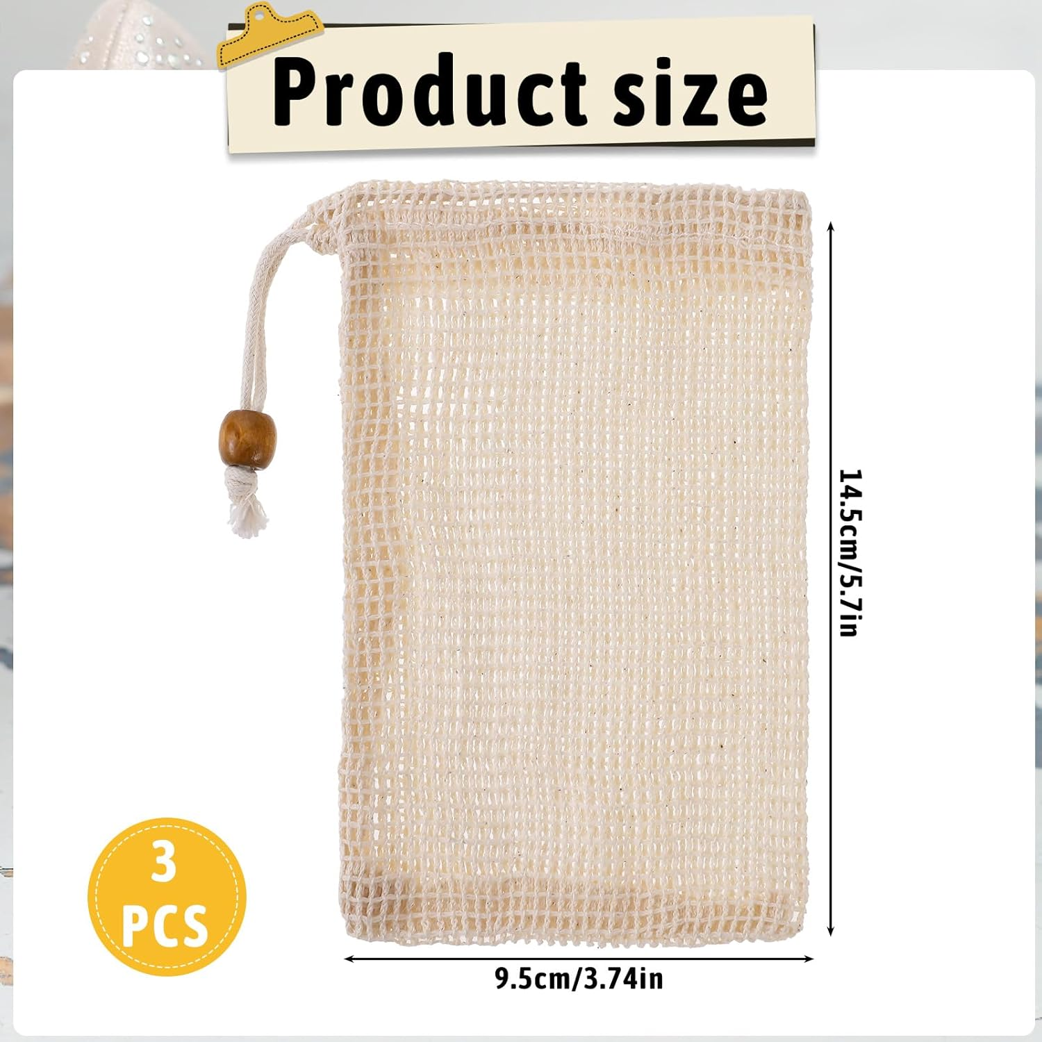 3 Pack Soap Exfoliating Bag Natural Sisal Soap Saver Bag Pouch Natural Soaps Saver Bar Bags with Drawstring for Exfoliating Foaming and Drying Soaps Holder image number 1