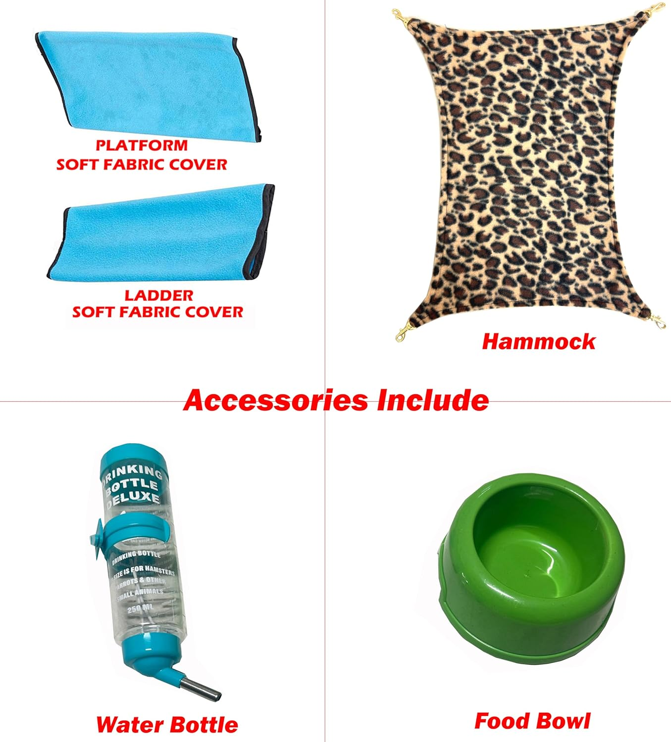 X-Large 31"X18.5"X53.5"H Deluxe Double Unit 4-Tiers Tight 1/2-Inch Bar Spacing Large Front Doors Water Bottle Food Bowl Feisty Ferret Hammock Squirrel Chinchilla Rat Small Animal Critter Rolling Cage image number 2