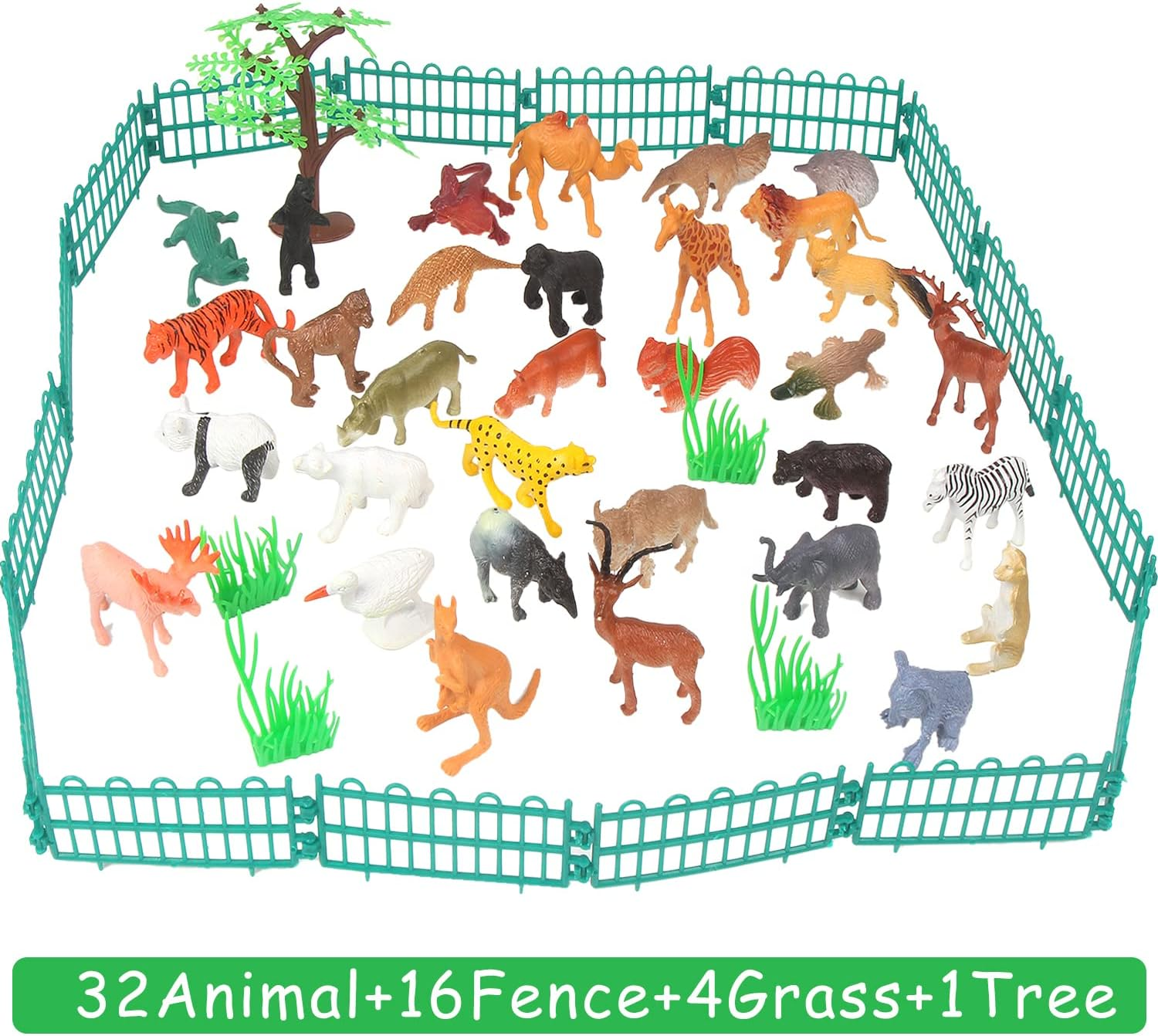 LOMIMOS 53Pcs Mini Jungle Animal Figures Toy,Assorted Miniature Realistic Animal Figurines Model Cake Topper Decoration for Children Kid Birthday Christmas Educational Learning Party image number 5