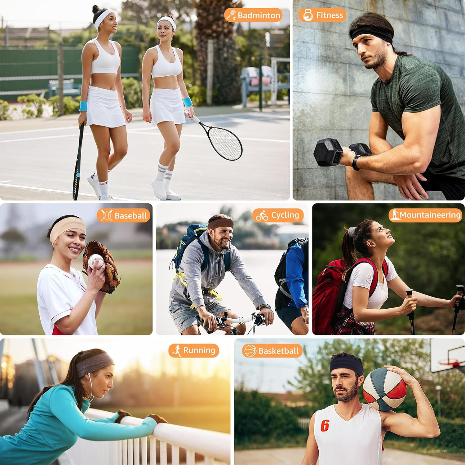 TELAIN Women'S Headbands Thin Lightweight Breathable Soft Elastic Hair Bands for Yoga Fitness Running Multicoloured image number 2