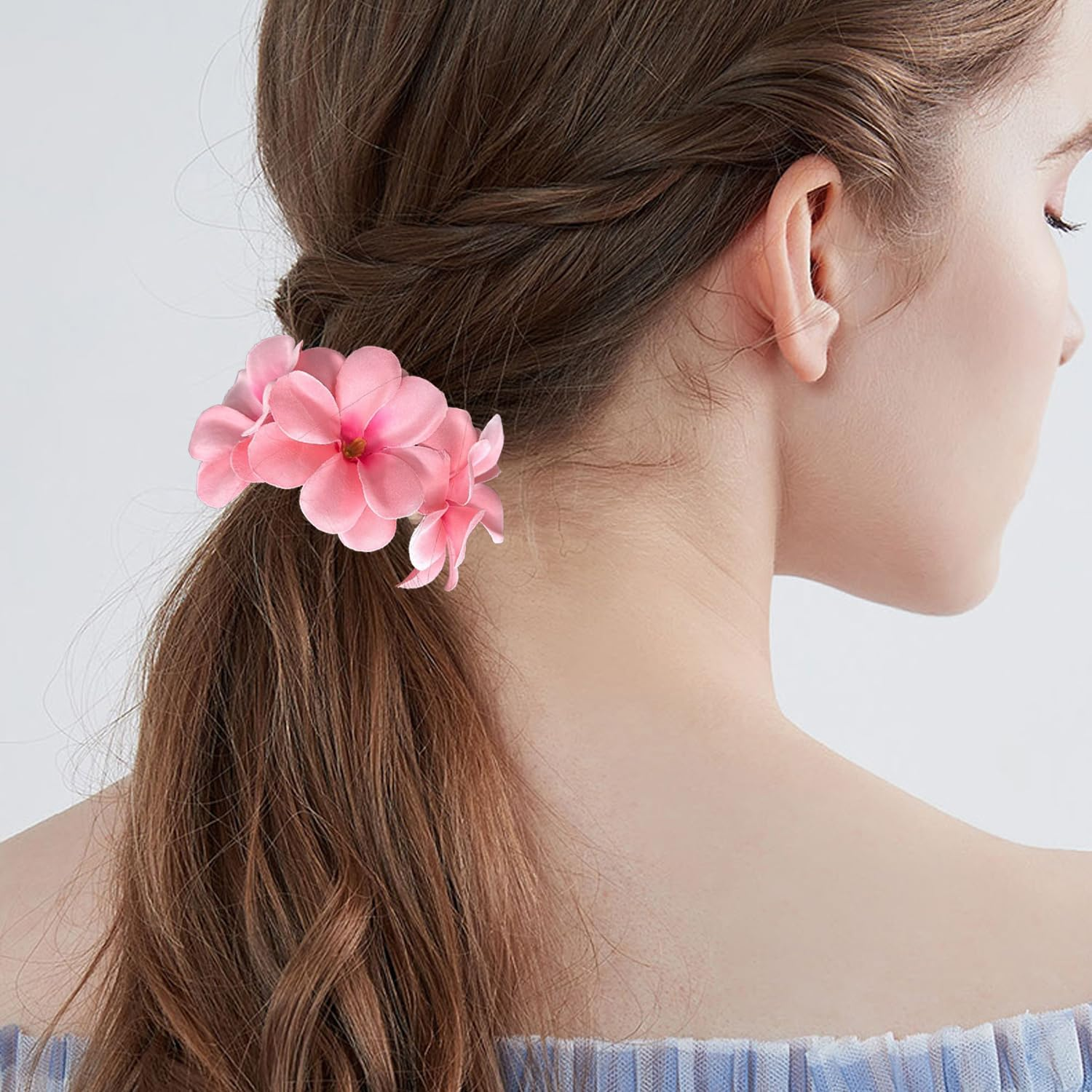 Set of 3 Hair Pins and 1 Hair Ring, Simulation Phalaenopsis Headdress, Atmosphere Hair Accessories, Suitable for Holidays by the Sea, Wedding Dress. image number 1