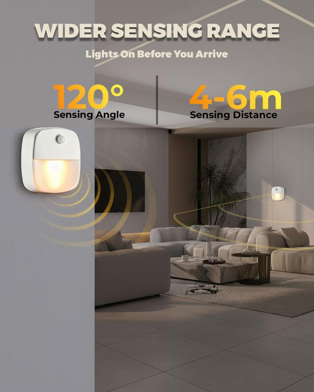 EKOWEE 6 Pack Motion Sensor Stair Light for Indoor, Adjustable Warm/Cool White, Battery Operated Closet Lights, Wireless Stick on Hallway Lamp, Led Night Lamps for Bedroom under Cabinet Kitchen image number 1