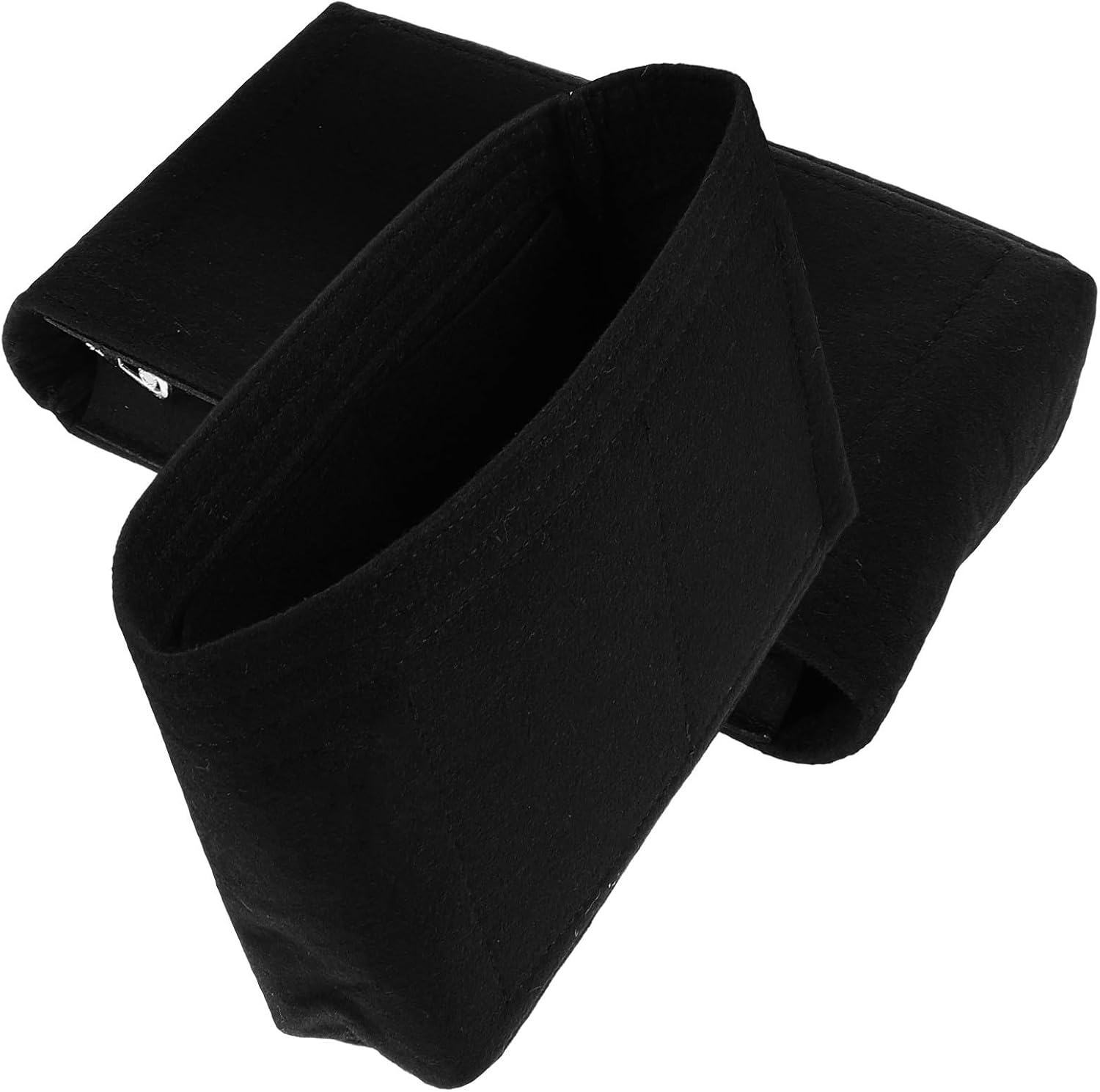 GLSTOY 2Pcs Felt Purse Organizer Inserts for Women, Black Felt Tote Bag Insert with Open Top and Zipper Closure, Inner Pocket Handbag Organizer for Travel and Daily Use