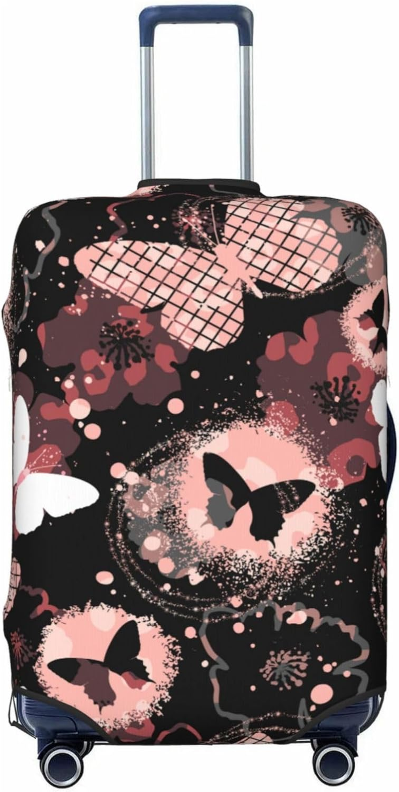 Lukbfall Cute Cats Silhouettes Luggage Suitcase Covers Elastic Washable Black Luggage Protector Travel Suitcase Protective Cover for Kid and Adult,, Butterflies #01, M (Fit 22-24 Inch Luggage)