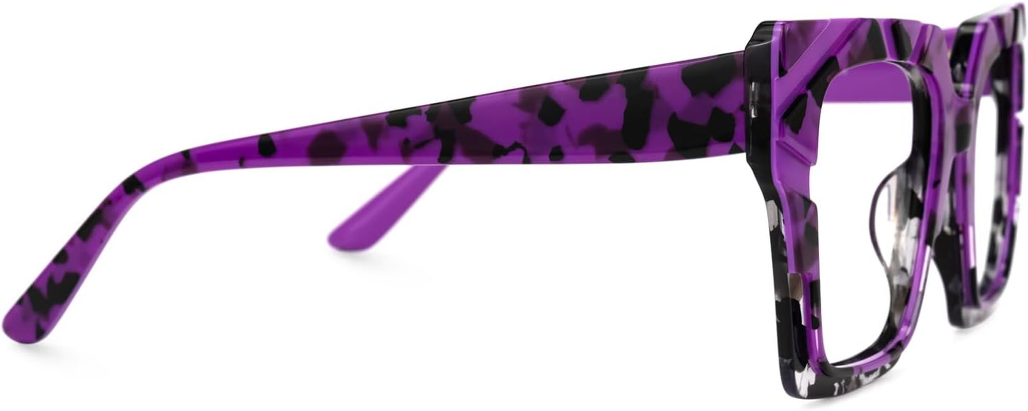 VOOGLAM Cat Eye Frame Blue Light Blocking Glasses, Black Fashion Glasses for Women anti Eyestrain & UV - Non-Prescription Clear Lens, Blue/Orange image number 5