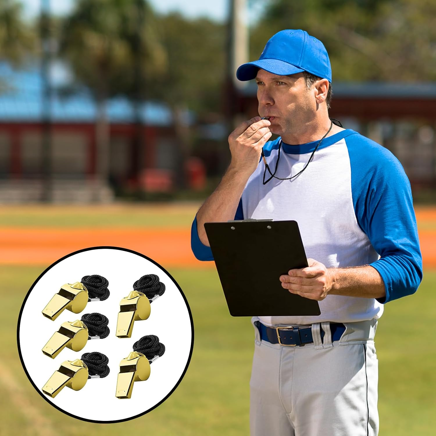 Whistle,6 Pcs Stainless Steel Sports Whistles,Coach Whistles Metal Whistle with Lanyard,For Whistle Sport,For Referees, Coaches, Polices, Training, Outdoor Sports and Emergency (Gold)