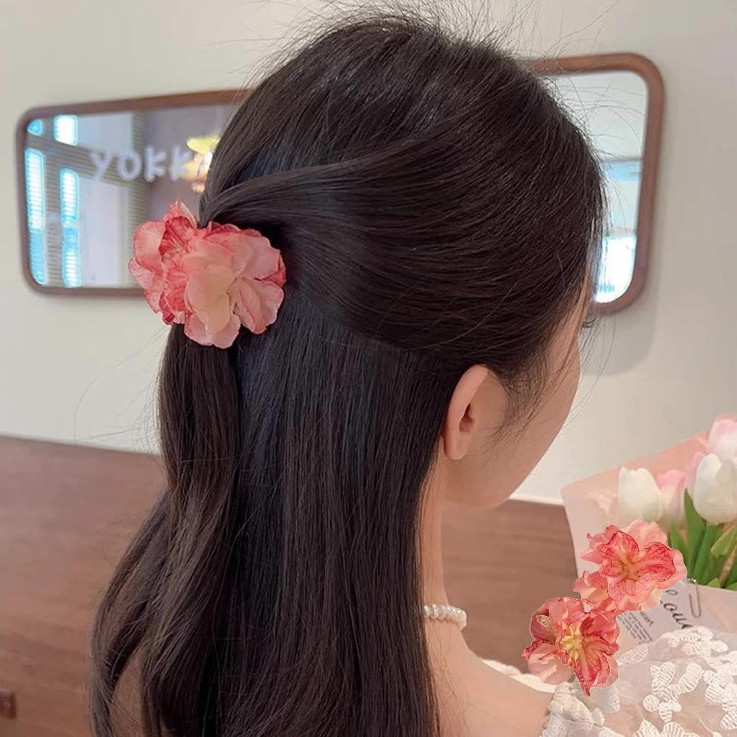 BSITSSS Pack of 9 Flower Hair Clips, Flower Roses, Flower Hair Clip, Hair Accessories, Flower Hair Clip for Girls and Women, Wedding, Beach, Party, Pool, Holiday image number 1