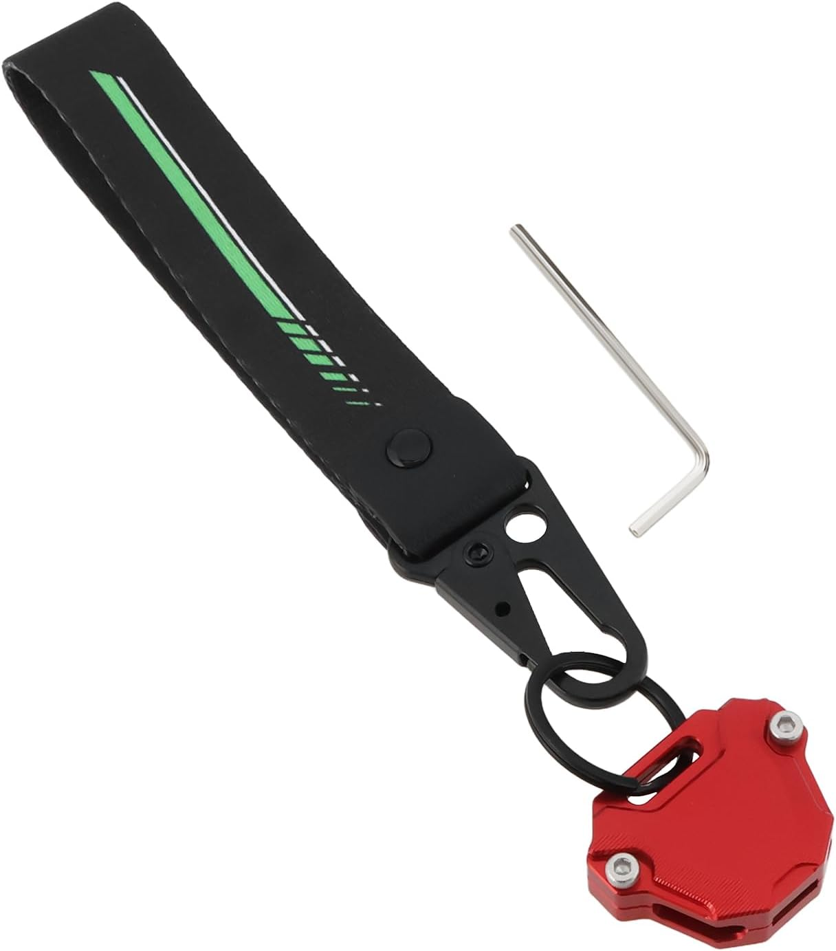 Key Case Keychain Aluminum Shell with Strap Compatible with Kawasaki Ninja650 Ninja400 1000SX ZX6R ZX10R, Green