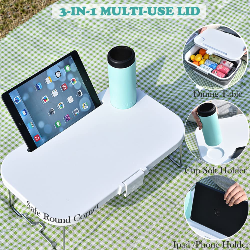 FOREVERIE Waterproof Collapsible Picnic Basket, Camping Foldable Water Bucket/Basket with Food Table Function & Double Handles for Cars Outdoor Beach or Hiking image number 2