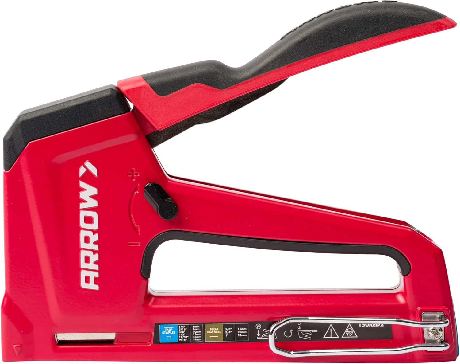 Arrow T50RED2 Heavy Duty Manual 2-In-1 Staple Gun and Brad Nailer for Upholstery, Framing, Insulation, Crafts, and Furniture, Red image number 2