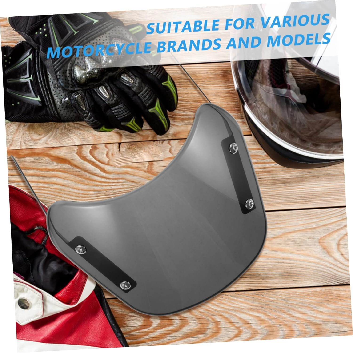 GETAJGHSD Universal Motorcycle Windscreen 5-7 Inch Replacement Windshield Wind Deflector for Motorbike Smoke Tint Front Windshield Suitable for Cruiser Bikes