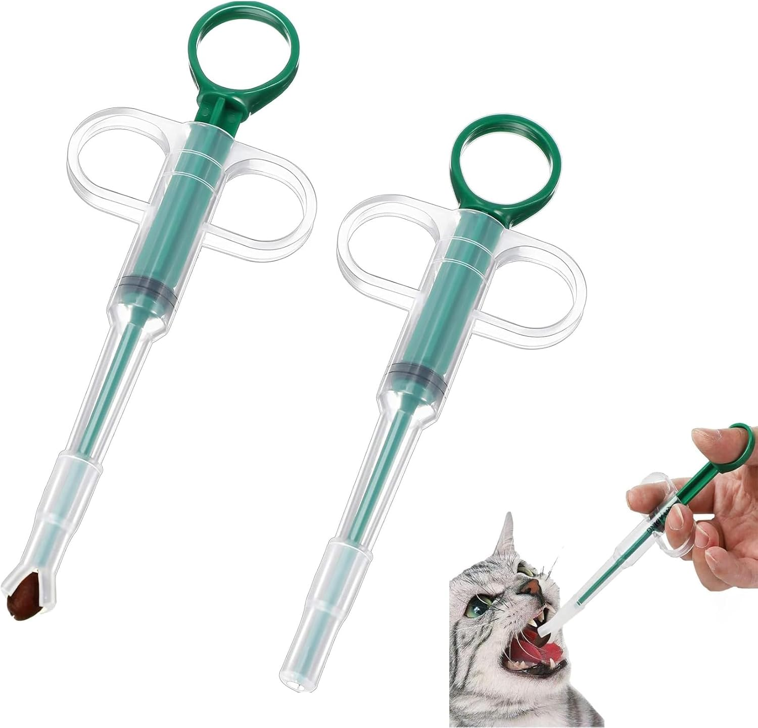 Pet Pill Plunger Popper for Small Cats Dogs Pill Gun Dispenser Shooter Pet Piller Soft Tip Tablet Syringe Pusher Animal Medicine Feeder for Feeding Accessories 2 Pcs (Green) image number 2