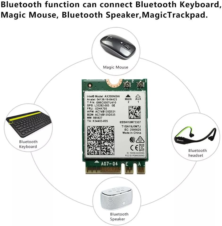 Intel Wifi 6 AX200 M.2 Adapter Card, Dual Band 802.11Ax, up to 2.4 Gbps, Bluetooth 5.2, Windows 10/11 Compatible image number 6