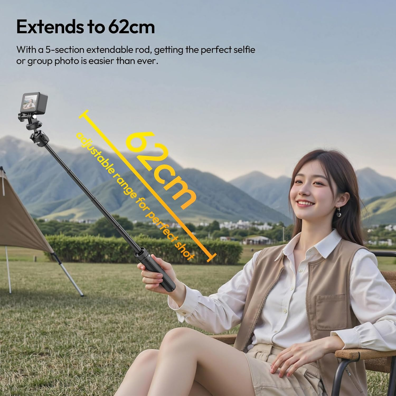 ULANZI MT90 Cka Quick Release Action Camera Tripod, 2-In-1 Tripod & Selfie Stick Compatible with DJI Pocket 3 4/Osmo Action 5 4 3, Gopro, Insta360 X5 Ace/Ace Pro/X4, 1.5 Kg Load image number 6