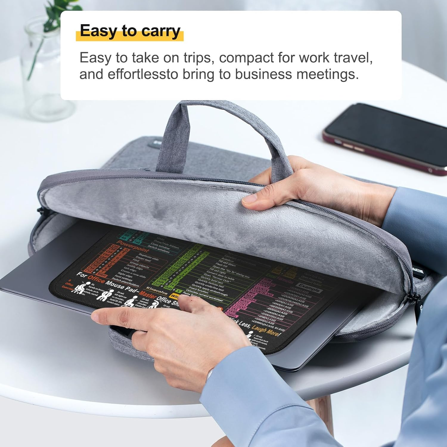 AILRINNI Mouse Pad for Excel/Word/Powerpoint/Windows Shortcuts &ndash; Small Excel Shortcut Keys Mouse Pad &ndash; 11.8"X9.8" Portable Computer Mousepad &ndash; Gaming, Office, Waterproof, Non-Slip, Stitched Edges image number 2