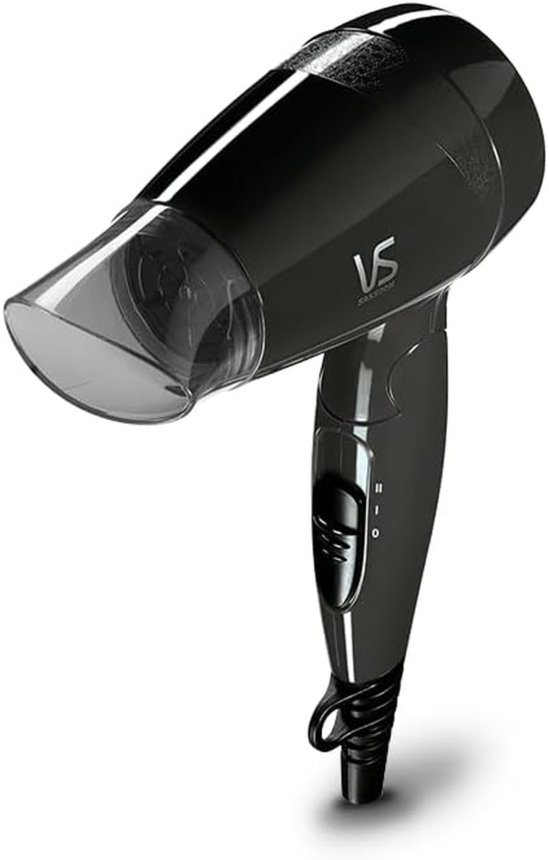 VS Sassoon Mini Pro Dryer, Perfectly Portable, Ideal for Gym Bags & Office Drawers, Lightweight Design for Effortless Drying & Smoothing, with Folding Handle for Space Saving and Easy Storage.