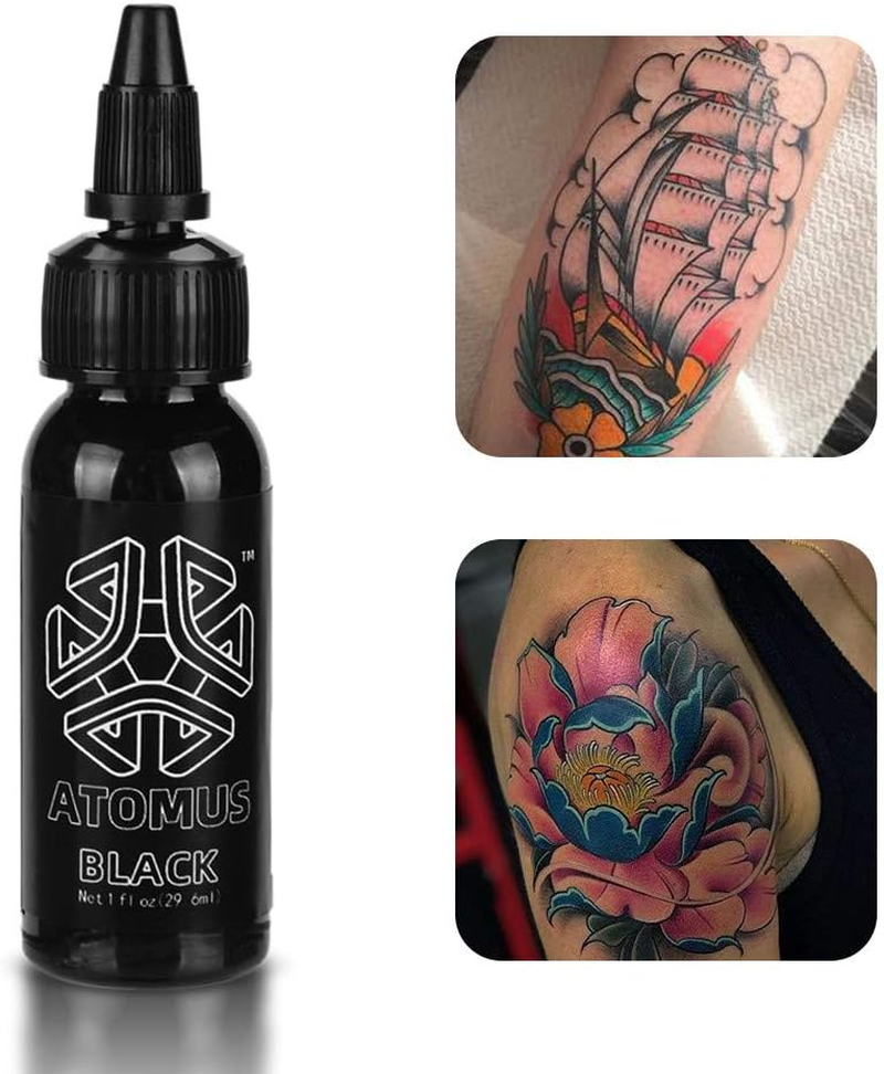 Jimking 30Ml Tattoo Ink, Tattoo Color Supply, Black Pigment Natural Plant Tattoo Ink for Permanent Makeup Tattoos (Black)