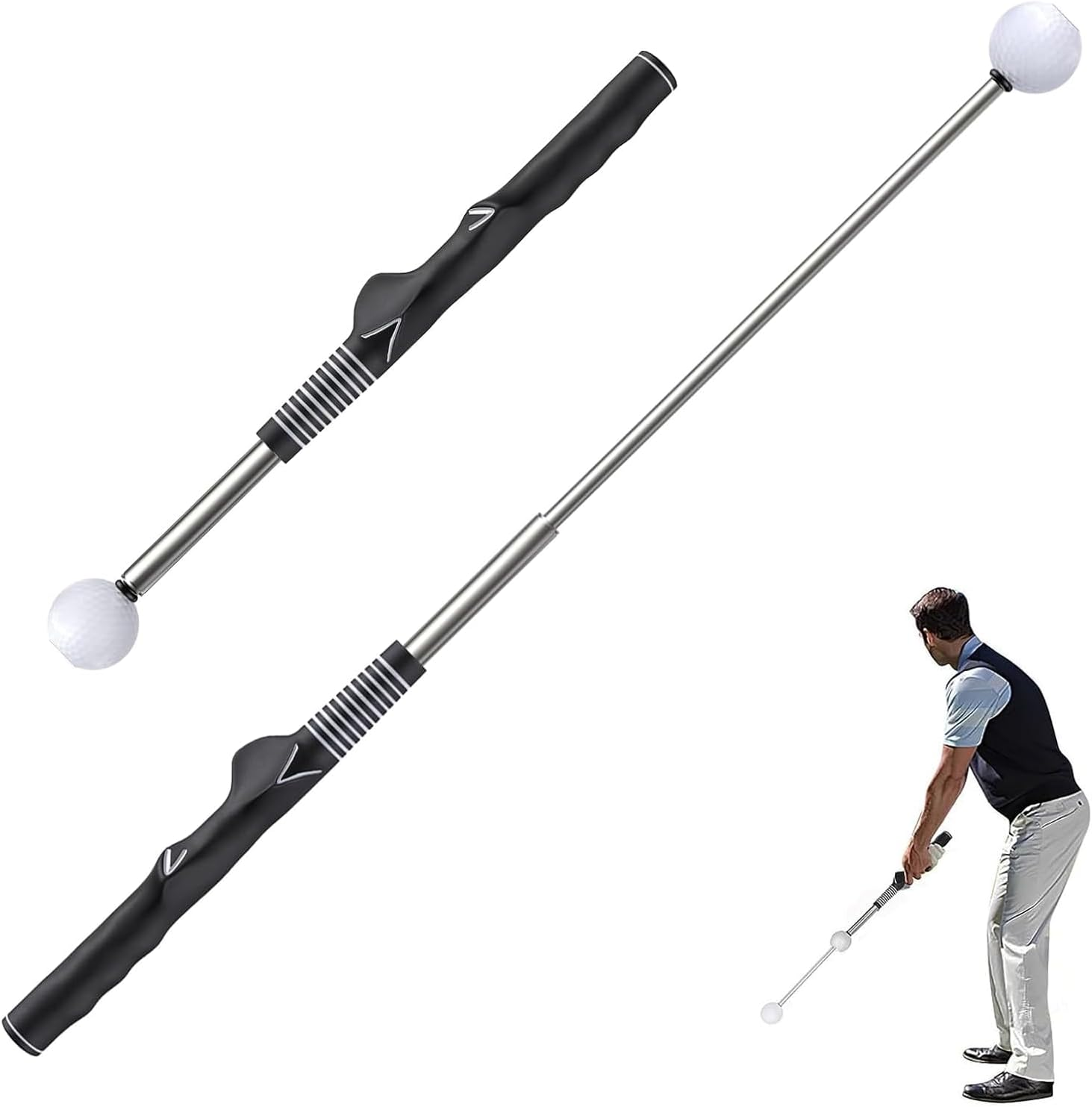 Retractable Golf Swing Trainer Aid, Golf Grip Trainer & Golf Swing Trainer for Warm-Up, Right-Handed Golf Club for Indoor Practice for Men and Women for Indoor&Outdoor image number 5