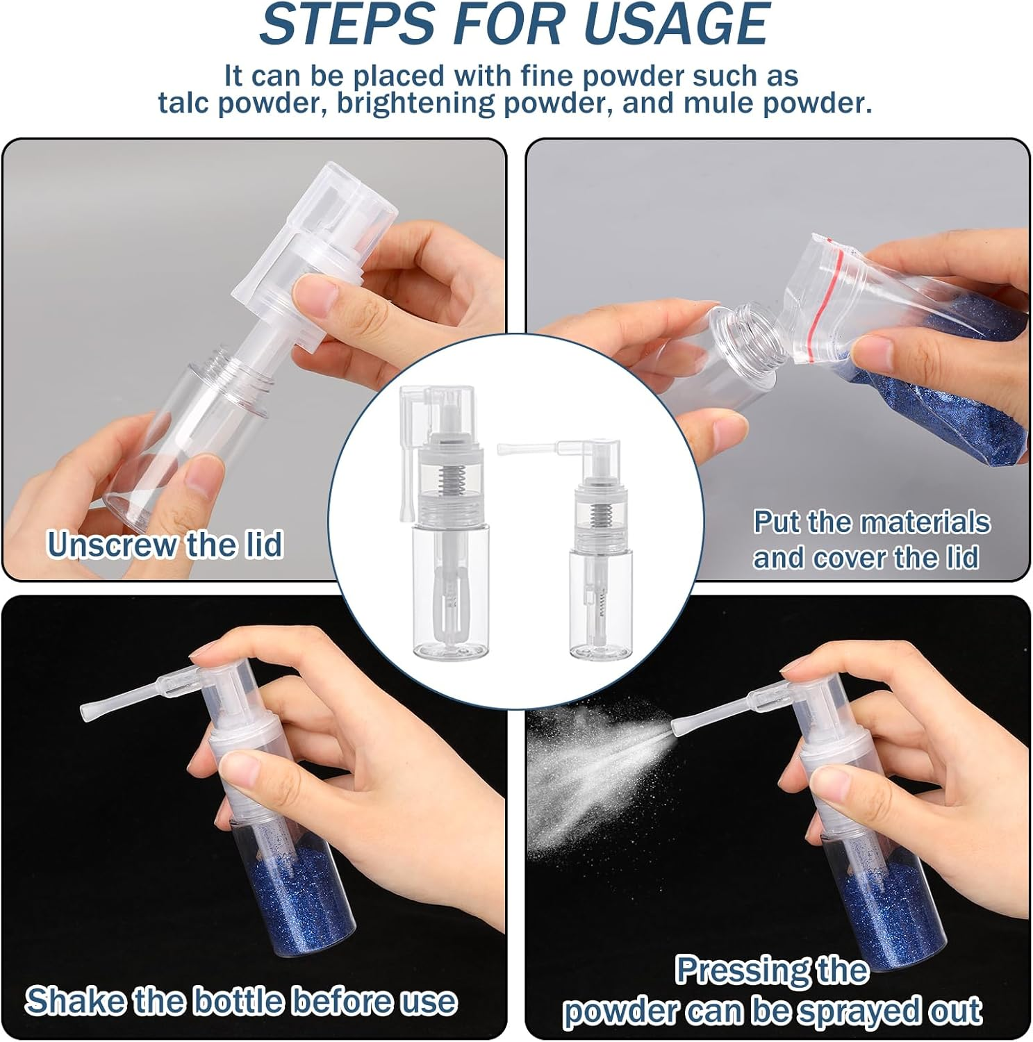 KALIONE 2 Pcs Glitter Duster Sprayer Transparent Craft Glitter Spray Bottle Empty Multi-Purpose Empty Plastic Spray Bottle Portable 35Ml Bottles for Craft Scrapbooking Cardmaking(14Ml + 35Ml) image number 3