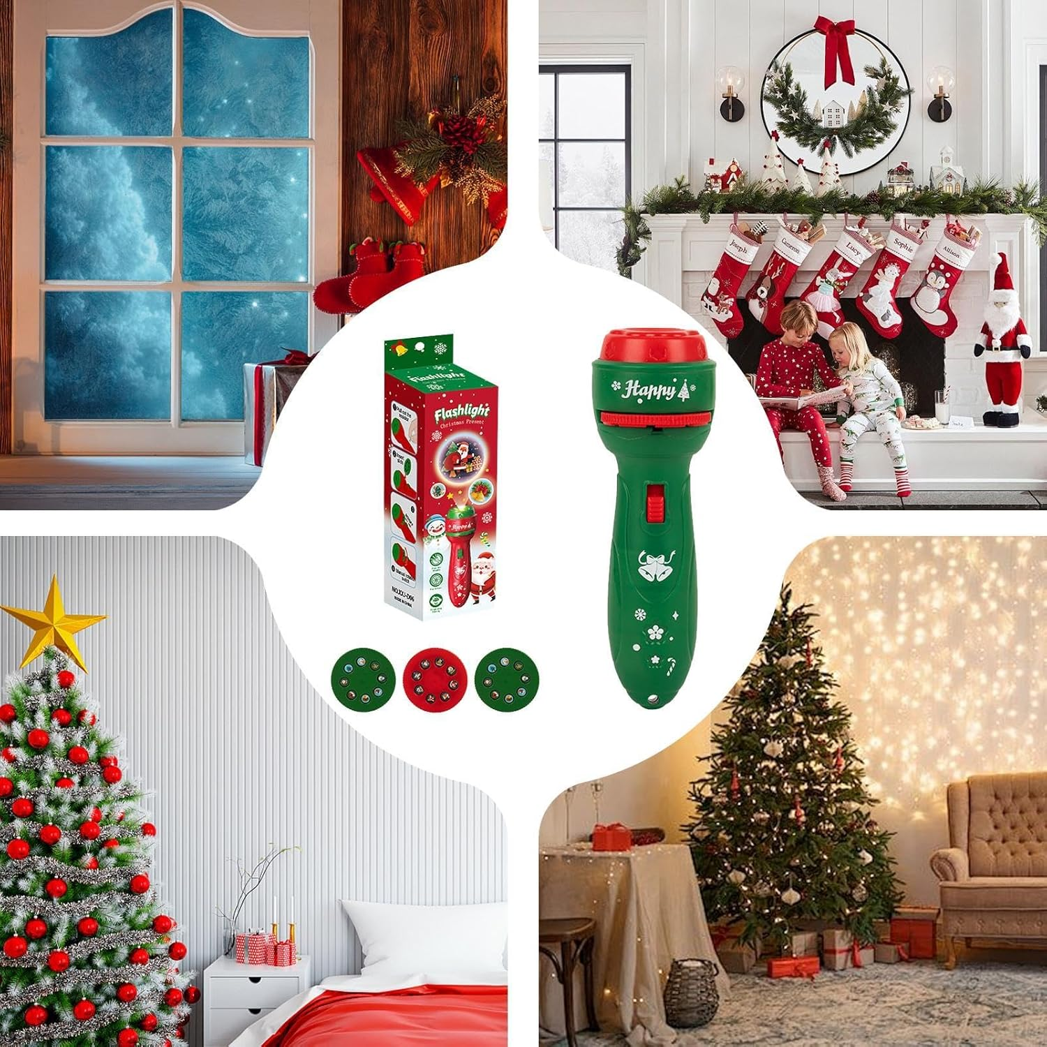 Christmas Flashlight Projector for Kids - 24 Patterns Image Projection Christmas Light,Outdoor Projection Toys, Educational Holiday Decorative Projector for Boys, Girls - Red image number 2