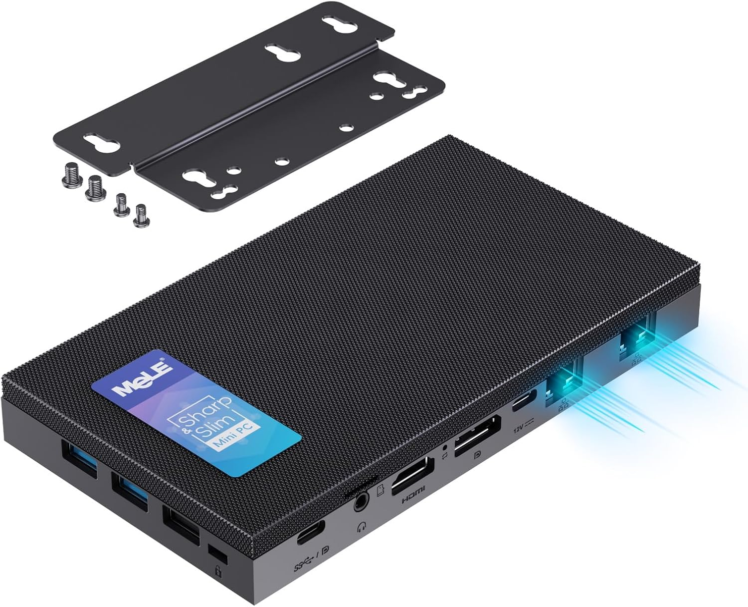 Mele Quieterdl Ultrathin Fanless N100 Mini PC Dual 2.5G LAN 4GB 128GB Micro PC Windows 11 Home HDMI 4K USB-C DP1.4 Triple Display 2.4/5Ghz Wifi BT5.1 Small Desktop Computer on Soft Router, NAS, Iot image number 3