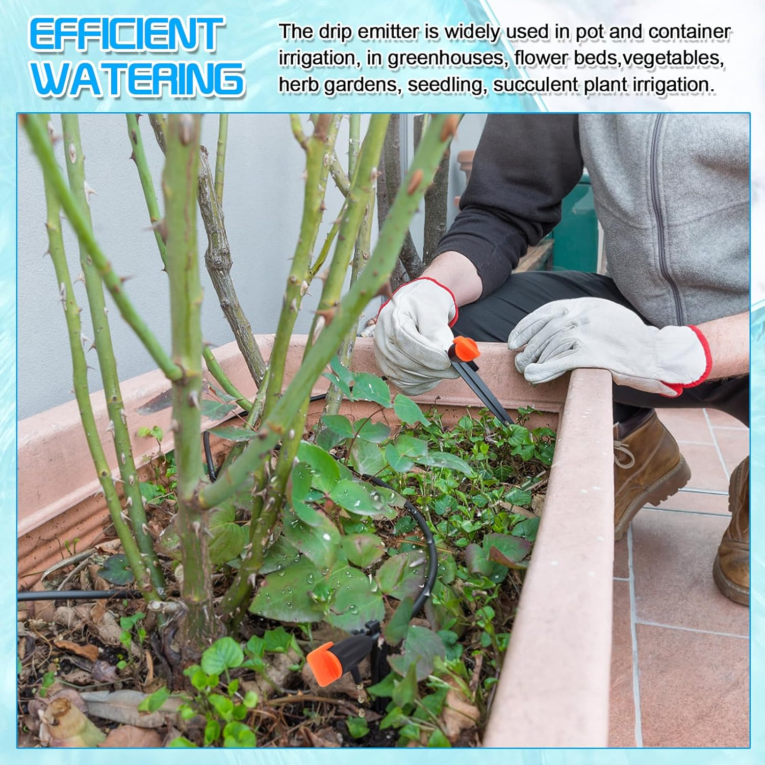 50 Pack Drip Emitters, Adjustable Water Flow Drippers for 1/4" Drip Irrigation Tubing, Garden Succulent Watering Dripper Sprinkler for (4-7Mm) Watering System (A) image number 2