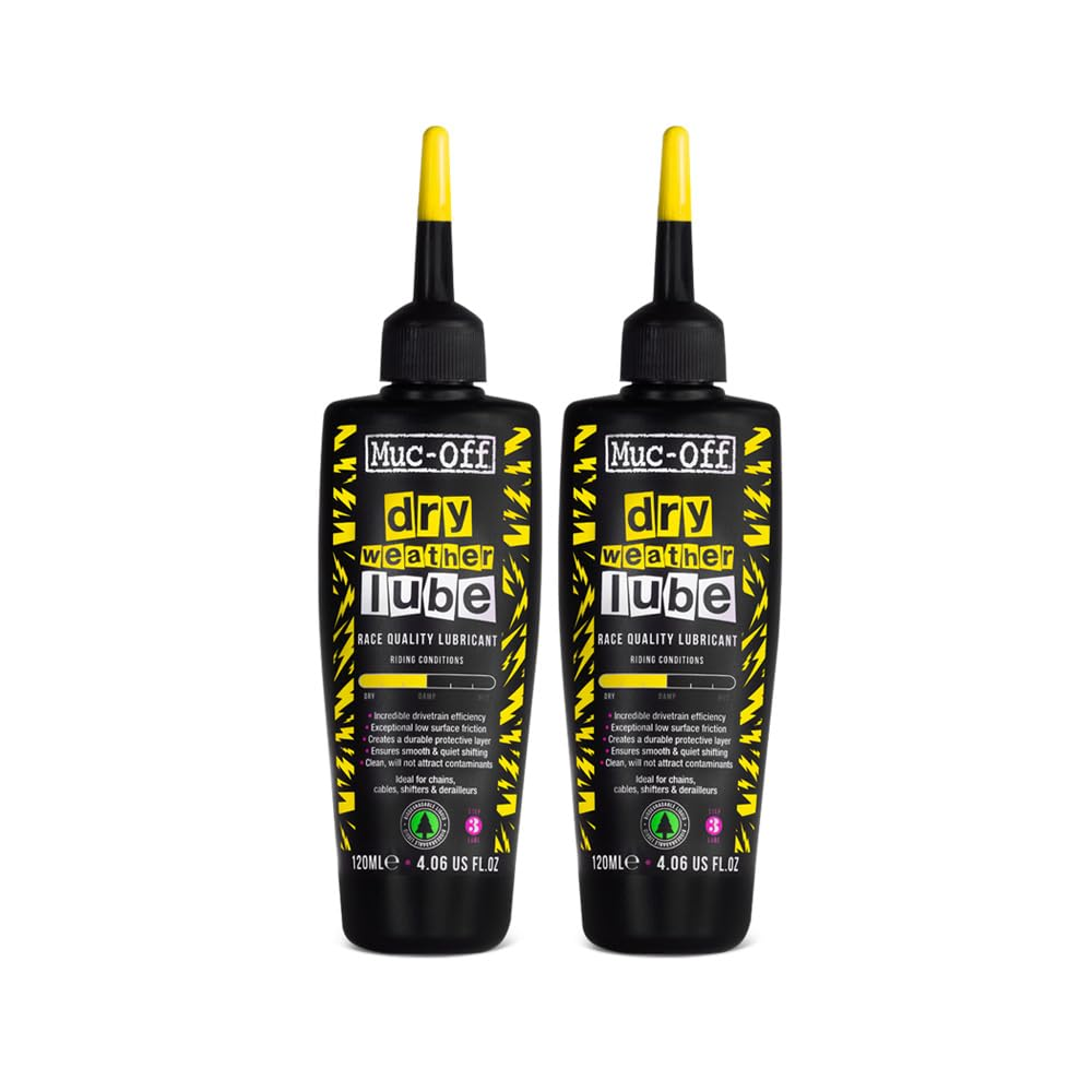 Muc-Off Dry Chain Lube - Biodegradable Bicycle Chain Oil, 120 Ml, Pack of 2 - Ideal for Dry Weather Conditions