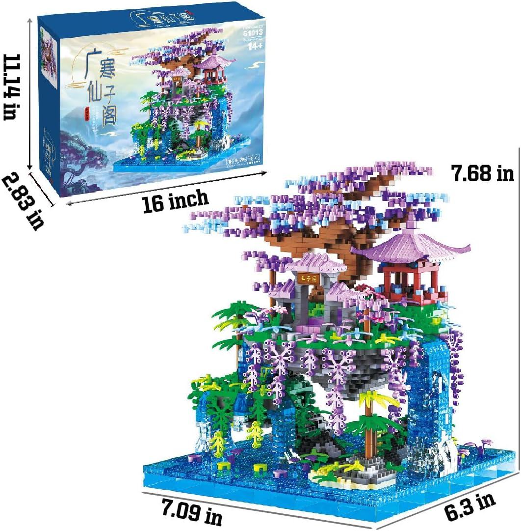 Cherry Blossom Tree House Micro Blocks Model Kit with LED Lights - 2134PCS Building Set for Adults & Teens 14+, STEM Educational Modle Sets, Elegant Home Decor & Unique Gift image number 6