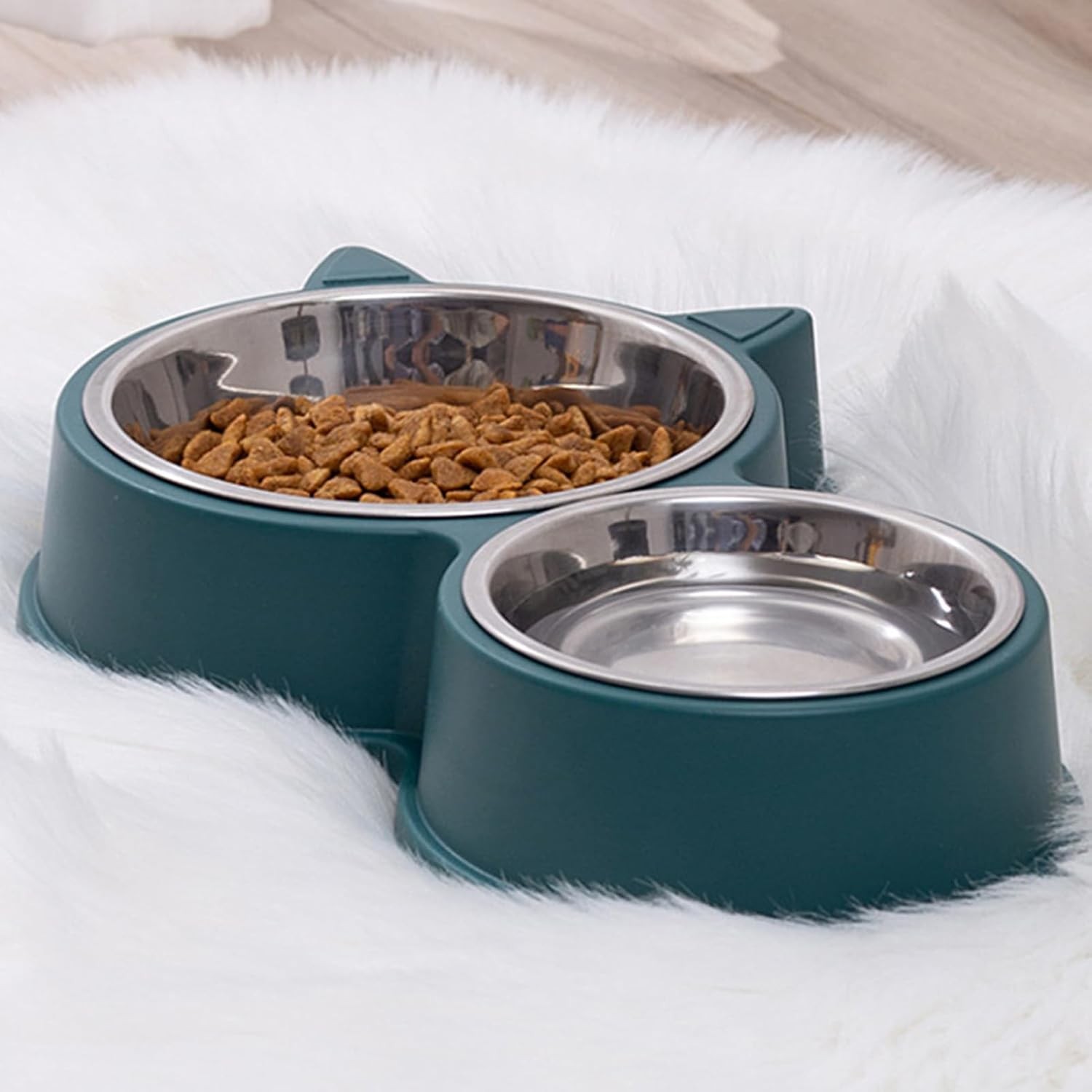 Double Dog Bowls, Stainless Steel Pet Feeder Bowls Non Tipping Auto Watering Cat Water Food Bowls, Pet Feeder Bowls Pet Accessories Food Water Feeder for Puppy Small Medium Dogs Cats image number 1